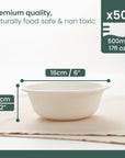 Round Sugarcane Bowls - 16cm (6") (500ml)