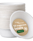 50 Round Sugarcane Bowls - 16cm (6")