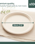 Round Sugarcane Plates - 26cm (10")