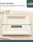 Square Sugarcane Plates - 20cm (8")