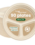 90 Round Sugarcane 3-Section Plates - 26cm (10")