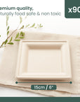 Square Sugarcane Plates - 15cm (6")
