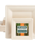 Square Sugarcane Plates Set