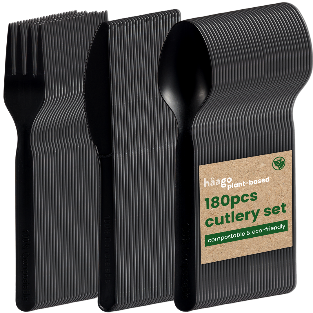Black PLA Cutlery Set