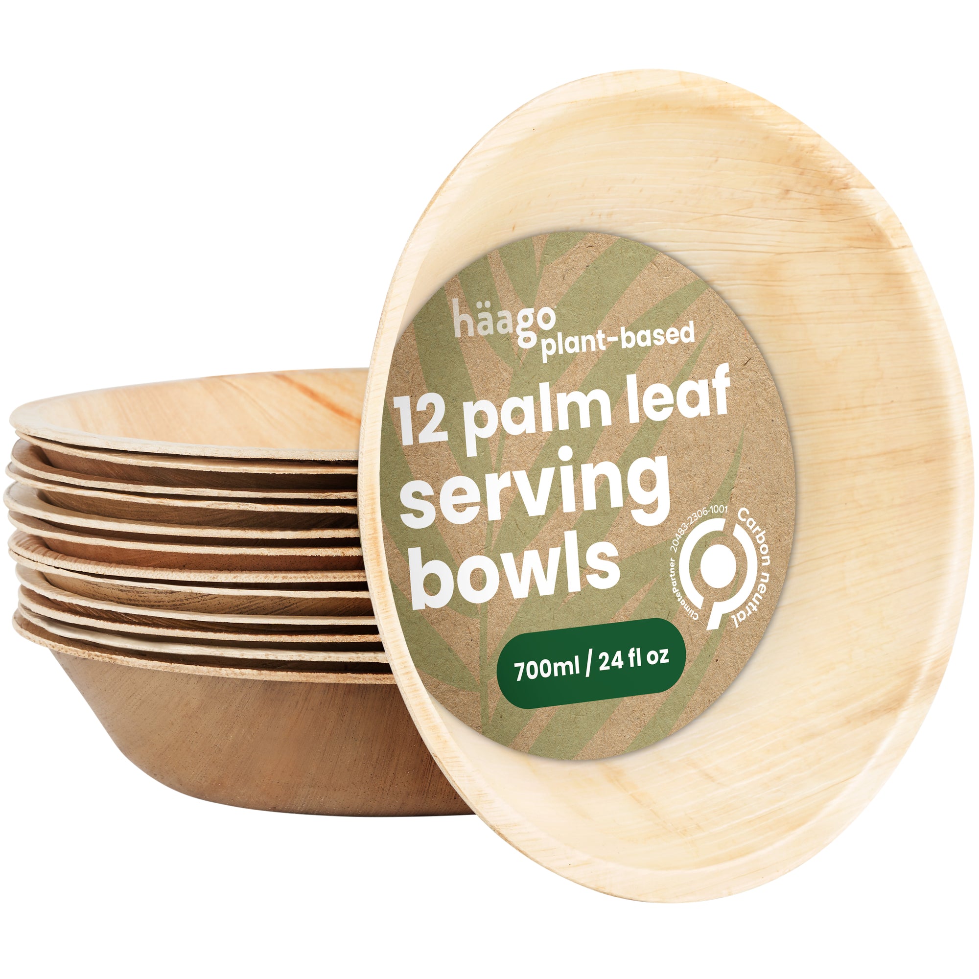 Round Palm Leaf Serving Bowls - 700ml (24floz)