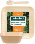 Square Palm Leaf Partyware Pack (Plates, Bowls & Cutlery)