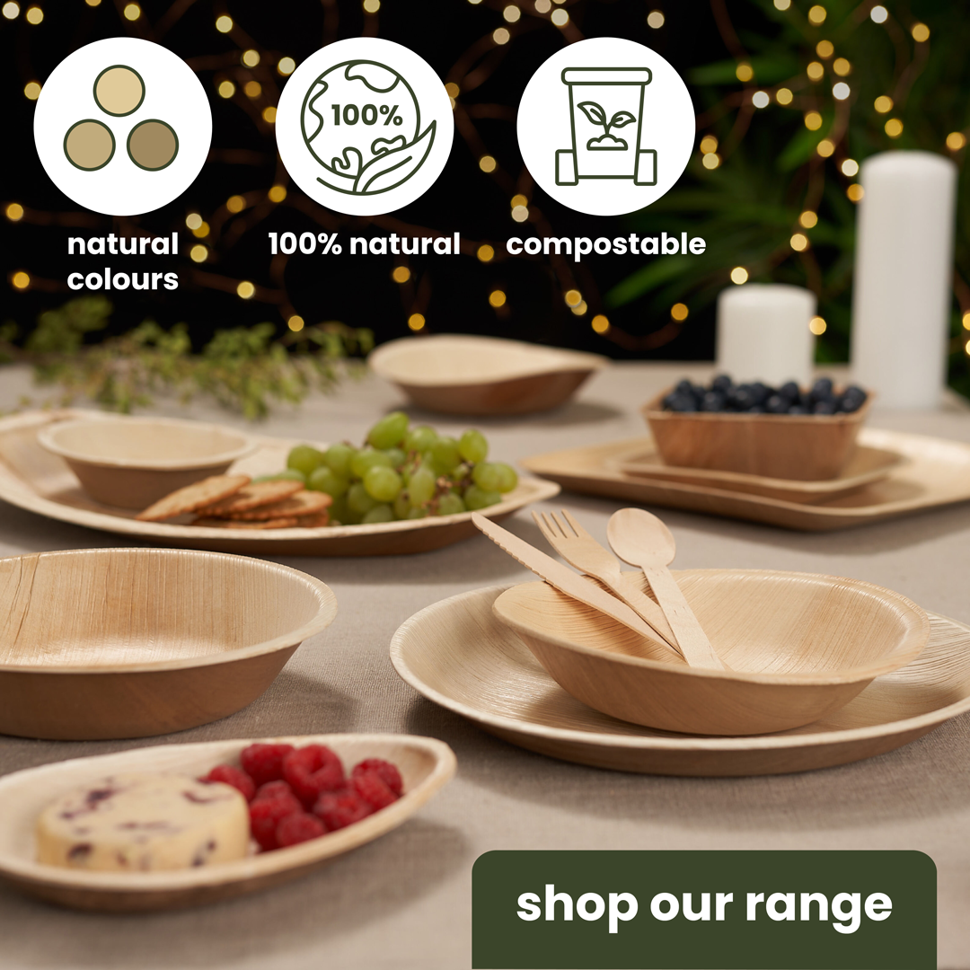 Square Palm Leaf Partyware Pack (Plates, Bowls &amp; Cutlery)