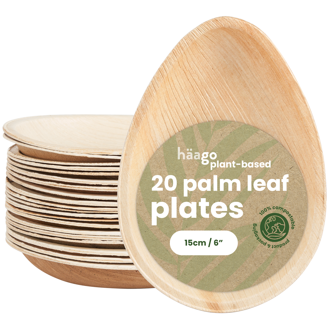 Teardrop Palm Leaf Plates - 15cm (6&quot;)