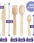 200pcs Wooden Cutlery Set