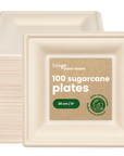 Square Sugarcane Plates - 20cm (8")