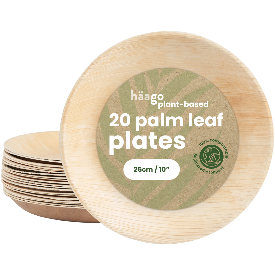 Round Palm Leaf Dinner Plates - 25cm (10&quot;)