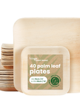 40 Square Palm Leaf Plates Set