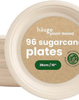 96 Round Sugarcane Plates - 26cm (10")