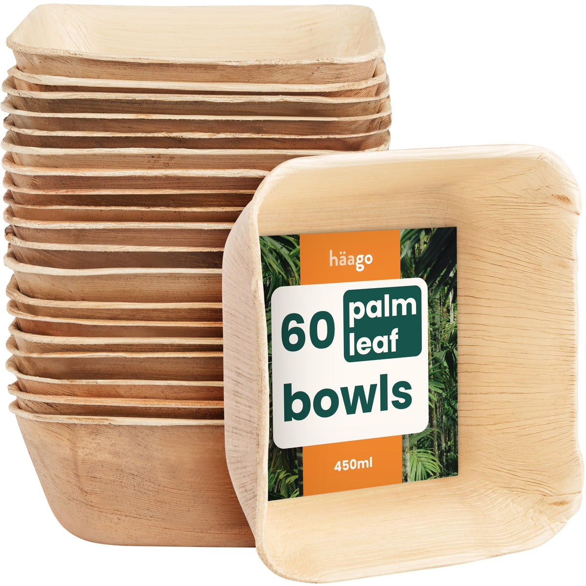 Square Palm Leaf Bowls - 450ml (16floz)