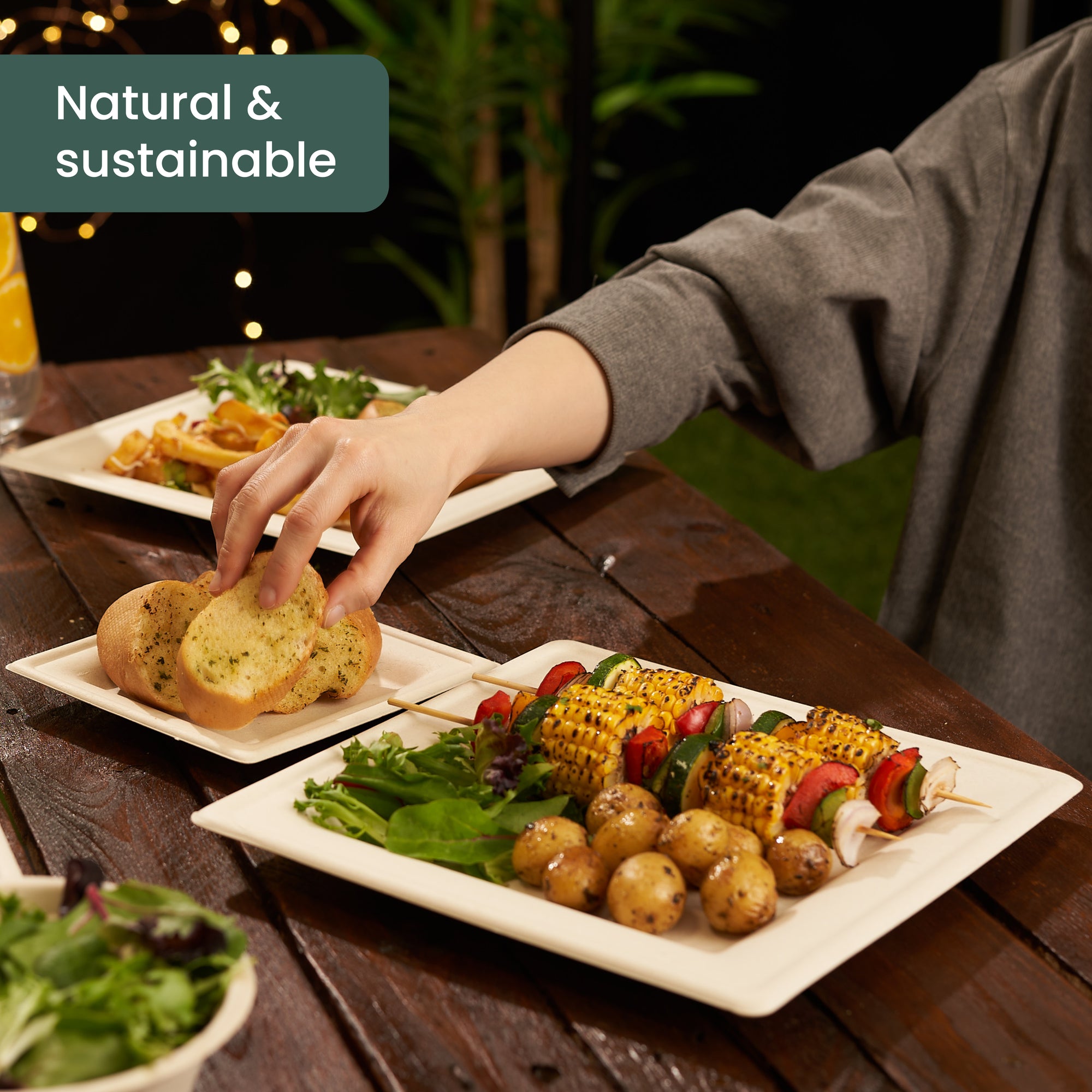 Square Sugarcane Plates Set