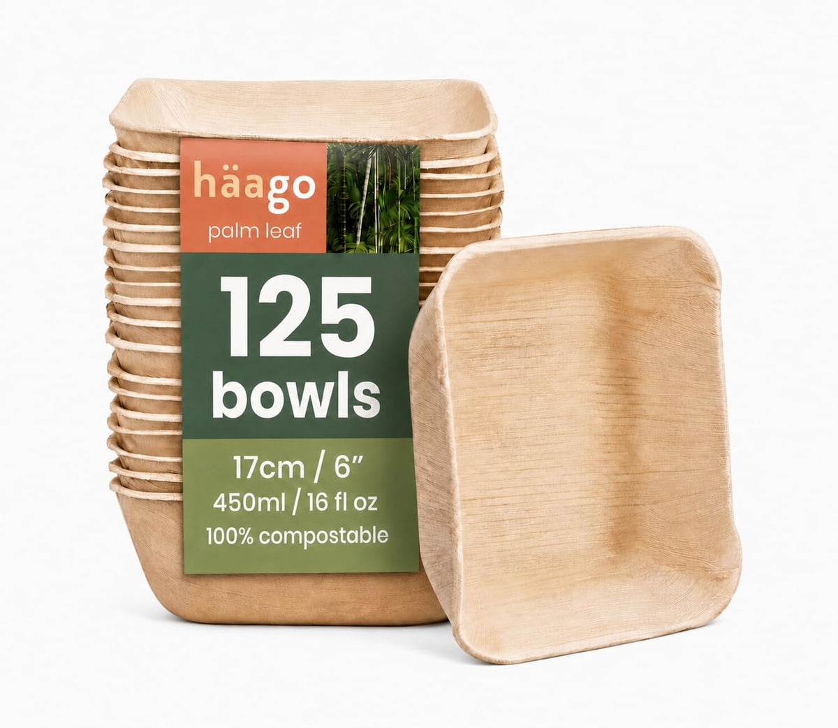 Square Palm Leaf Bowls - 450ml (16floz)