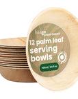 12 Round Palm Leaf Serving Bowls - 700ml (24floz)
