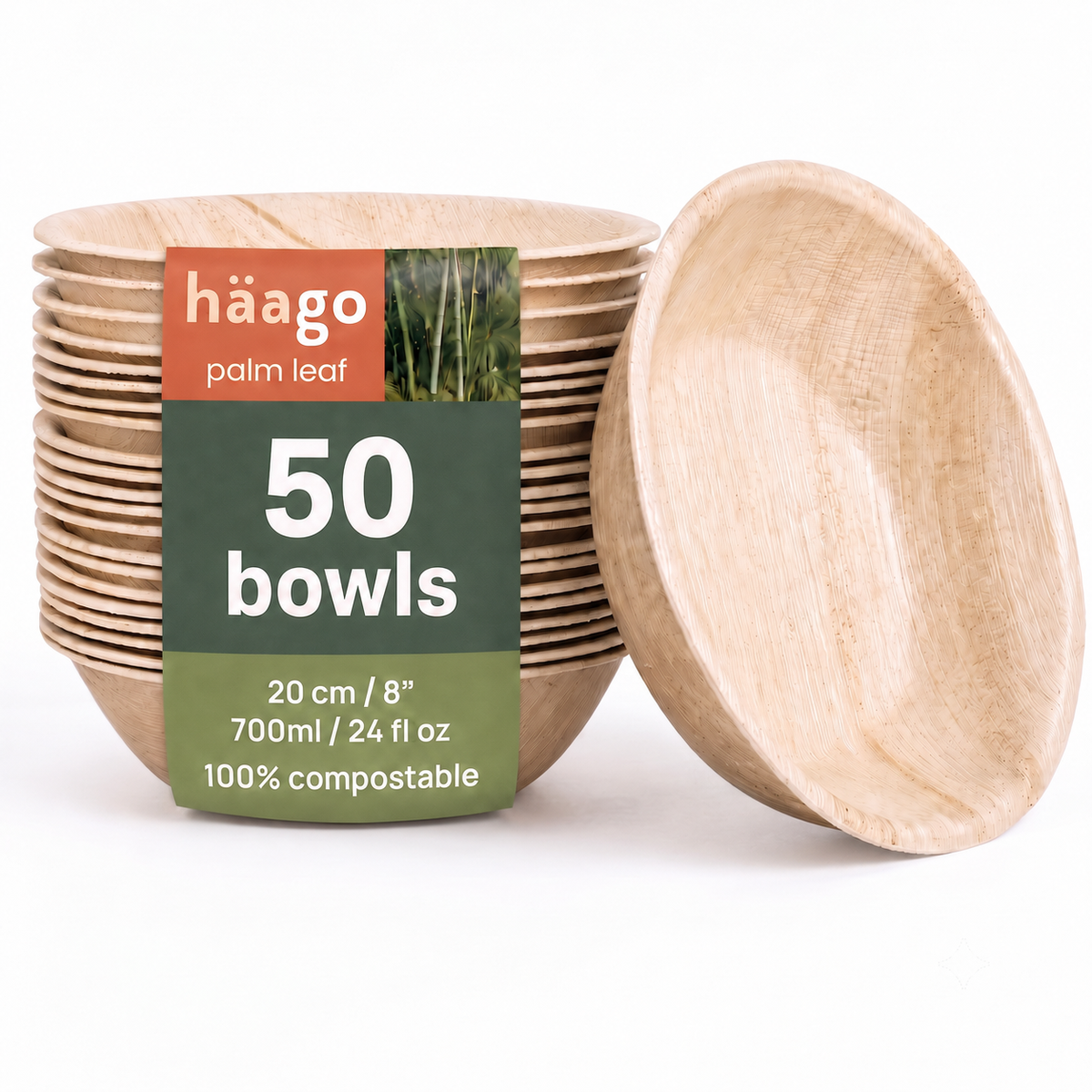 Round Palm Leaf Serving Bowls - 700ml (24floz)