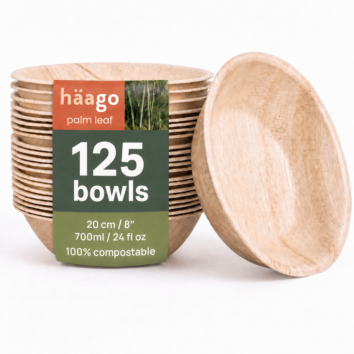 Round Palm Leaf Serving Bowls - 700ml (24floz)