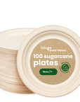 100 Round Sugarcane Plates - 18cm (7")