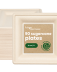 90 Square Sugarcane Plates - 15cm (6")