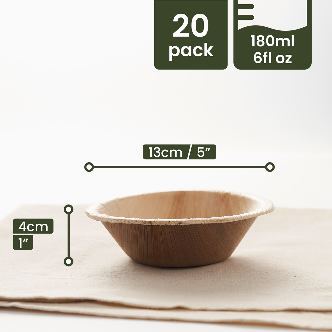 Round Palm Leaf Sauce Bowls - 180ml (7floz)